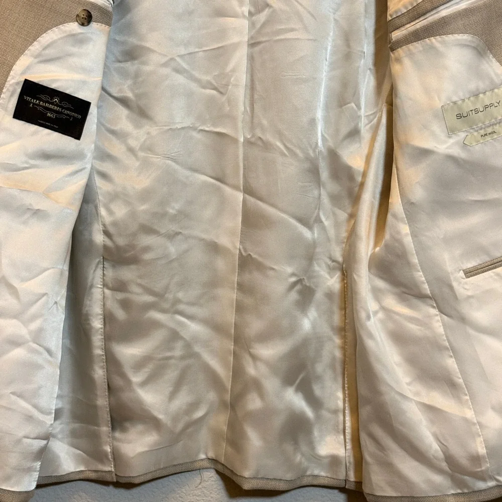 Suitsupply Vitale Barberis Canonico Wool Suit Mens 44R Beige Havana Soho Slim